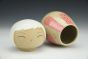 Kokeshi Inspired Vessel - Cheerful Pink Whimsical Landscape with White Hair