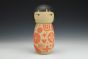 Kokeshi Inspired Vessel - Coy Red Graphic Motifs with Black Hair