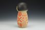 Kokeshi Inspired Vessel - Coy Red Graphic Motifs with Black Hair