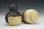 Kokeshi Inspired Vessel - Cheerful Multi-Patterned with Black Bun