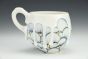 Blue and White Hearts Mug in Gold