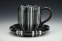 Black and White Striped Cup and Saucer