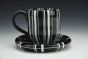 Black and White Striped Cup and Saucer