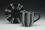 Black and White Striped Cup and Saucer