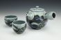 Floating Blue Waves Teapot with Two Cups