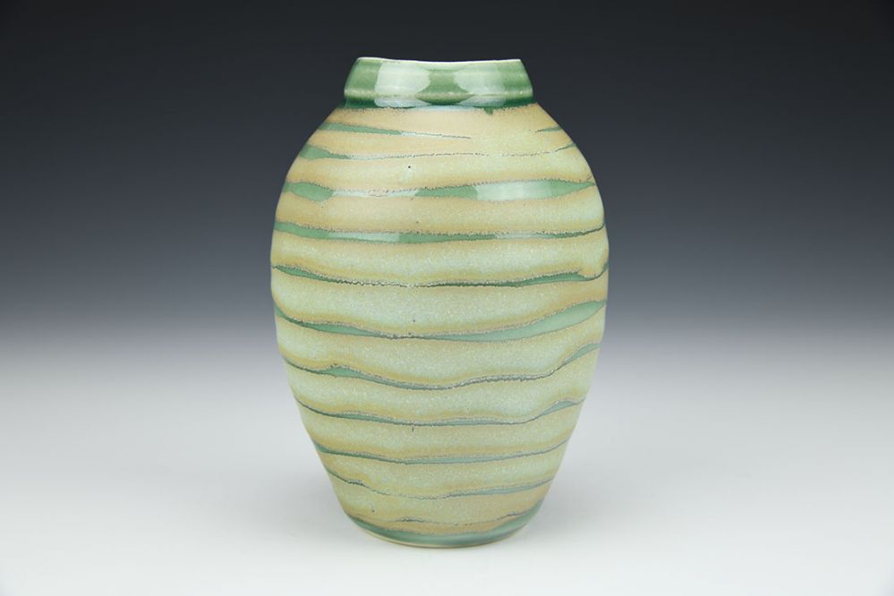 Small Vase with Green Stripes