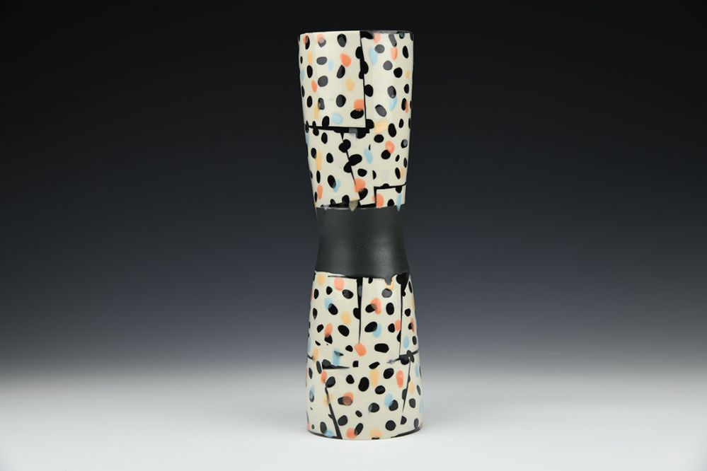 Abstract Dot Hourglass Vase