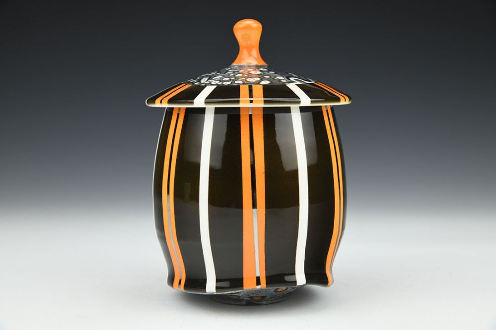 Black and Orange Striped Jar