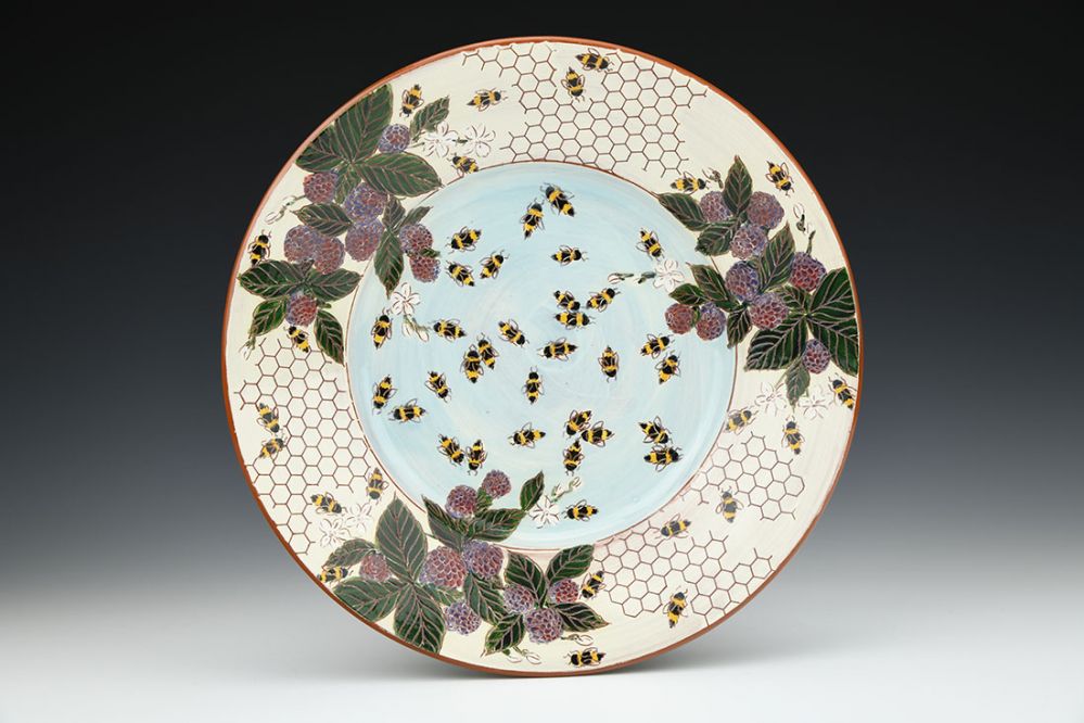 Bees, Berries, and Blossoms Honeycomb Round Platter