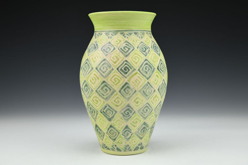 Light and Dark Green Diamonds Vase