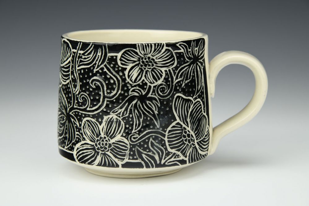Black and White Floral Mug