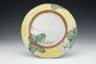 Teal and Turquoise Floral Dinner Plate with Yellow Rim